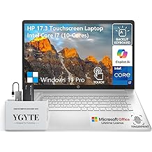 HP 17 Inch Laptop Touchscreen Computer, 17.3" HD+ Touch Screen Laptop PC, Intel Core i7 10-Core, Windows 11 Pro, Backlit | 10-Key | Fingerprint | 64GB RAM 2TB SSD