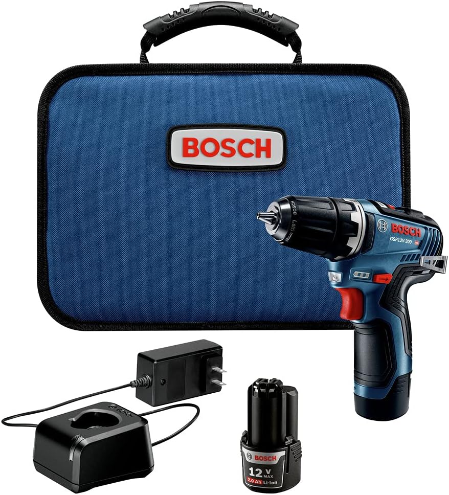 Bosch GSR12V-300B22-RT 12V Max EC Brushless Lithium-Ion 3/8 in. Cordless Drill Driver Kit (2 Ah) (Renewed)