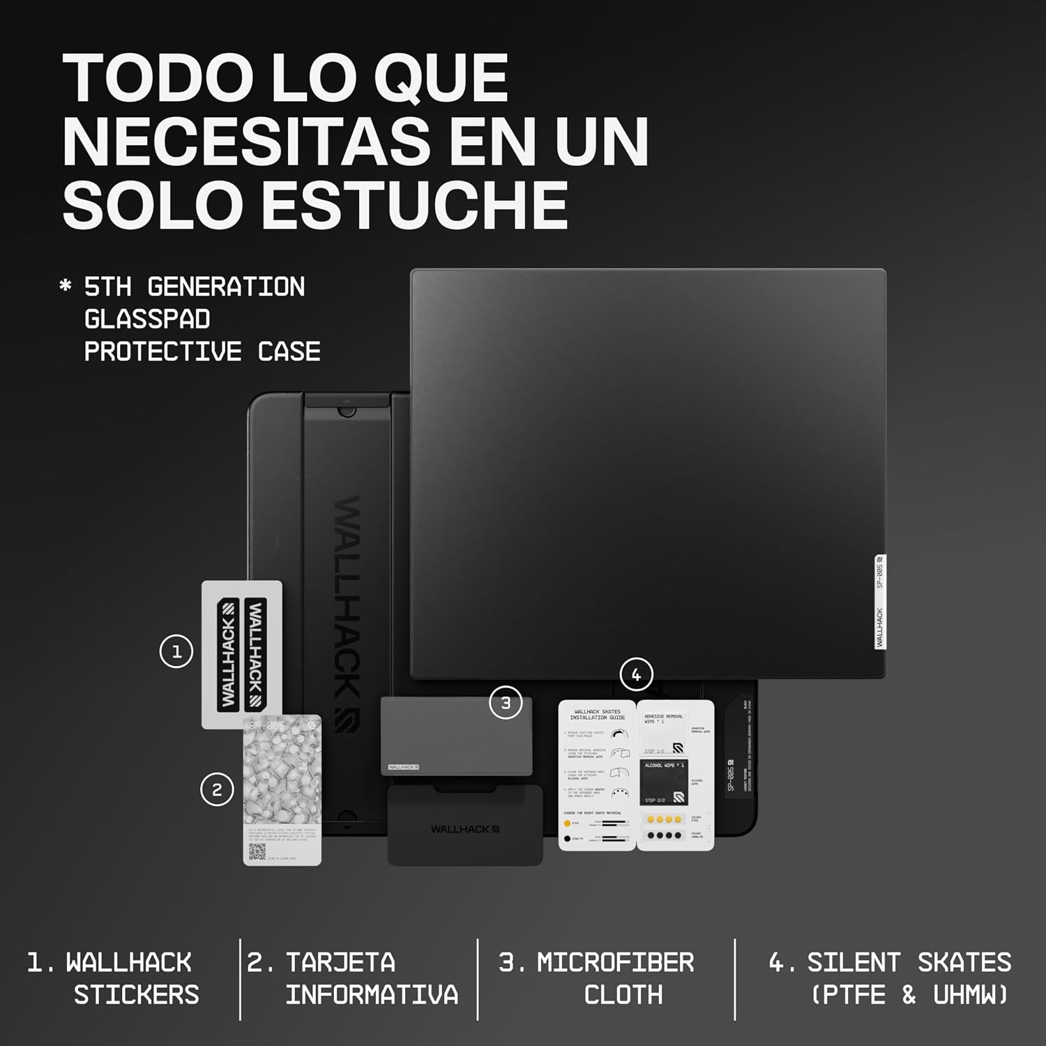 Wallhack SP-005 Alfombrilla Gaming de Cristal – Superficie Speed, Alfombrilla Grande para Esports, Deslizamiento Suave, Cristal Templado, Resistente y portátil con Estuche de Transporte | Negro 10