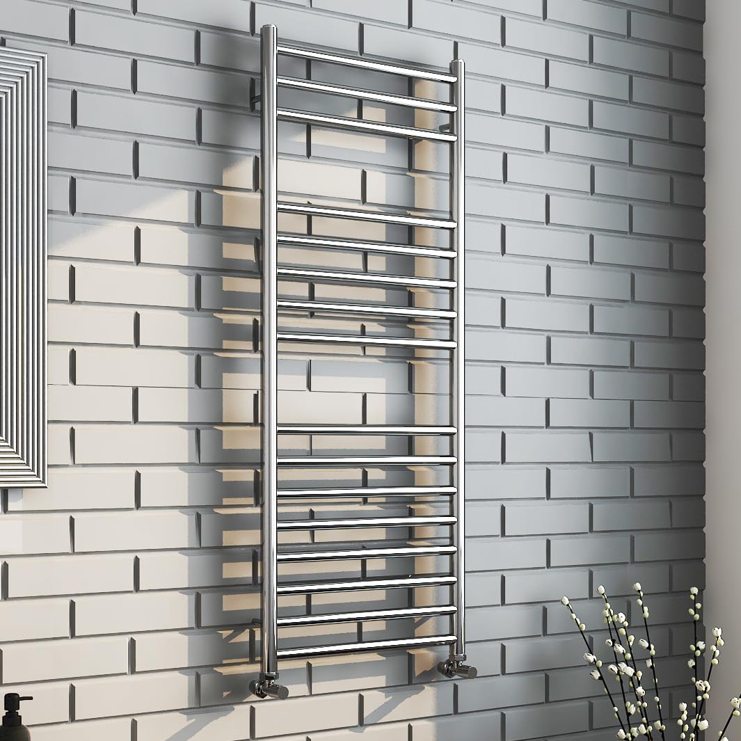 Nwt Direct Polished Stainless Steel 500Mm (W) X 1200Mm (H) Heated Towel Ladder Rail Bathroom Radiator - 1617 Btus
