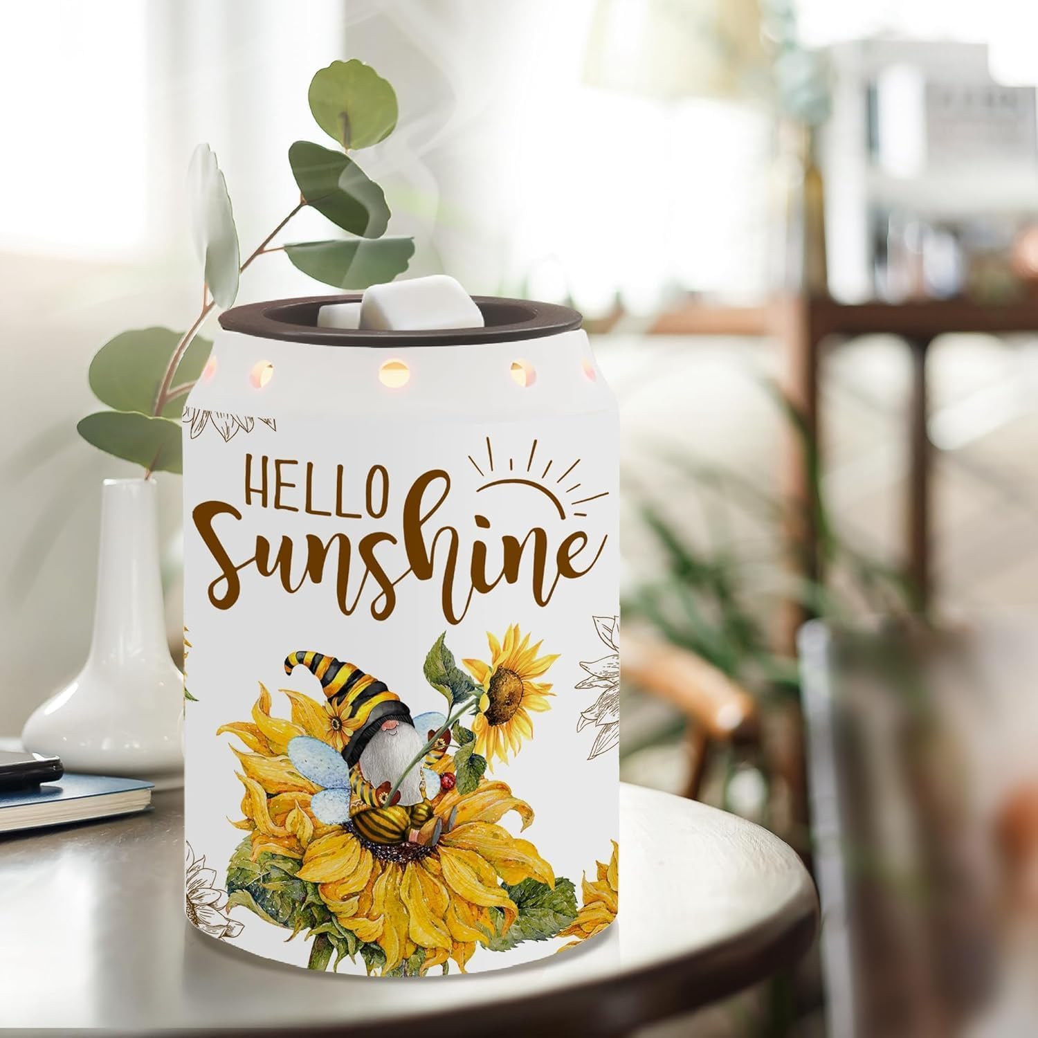 pinata Sunflower Spring Wax Melt Warmer, Rustic Farmhouse Sunflower Spring Decor, Housewarming Gifts for Women, Electric Gnome Wax Warmer for Kitchen Bathroom Home