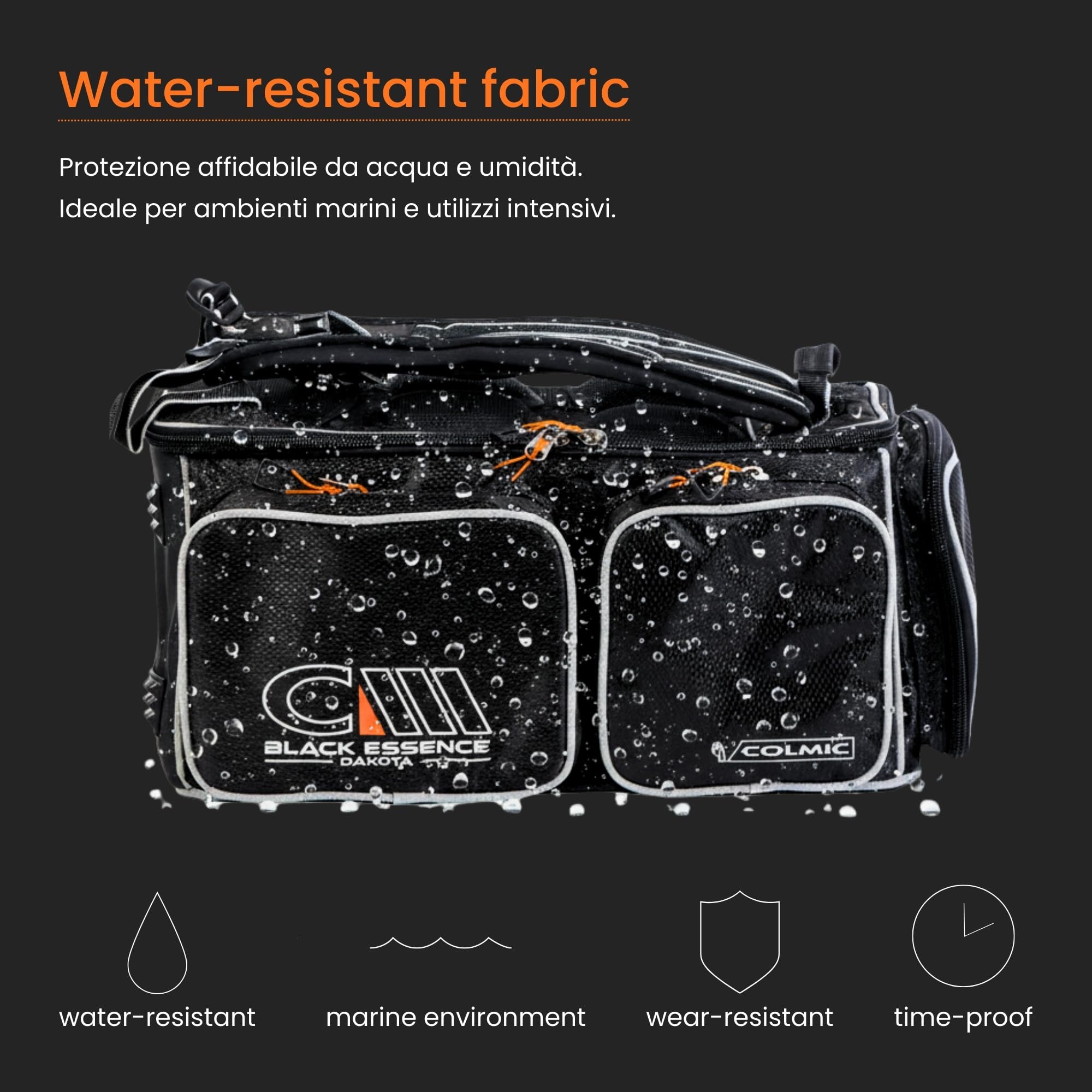 Colmic Black Essence – Borsone Tecnico da Pesca e Sport, Tessuto High Performance, Tasche Multiple, Viaggio, Fitness e Piscina – Borsa Sportiva