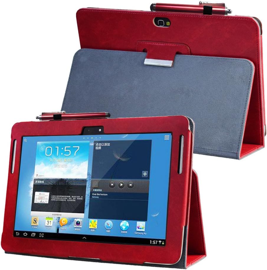 AFesar Samsung Galaxy Note 10.1 (2012 Edition) GT N8013 N8000 Flip case Cover - SCH-I925 Folio Stand Back Book Cover for GT-N8010 N8005 N8020 Tablet Pu Leather Case (Red)