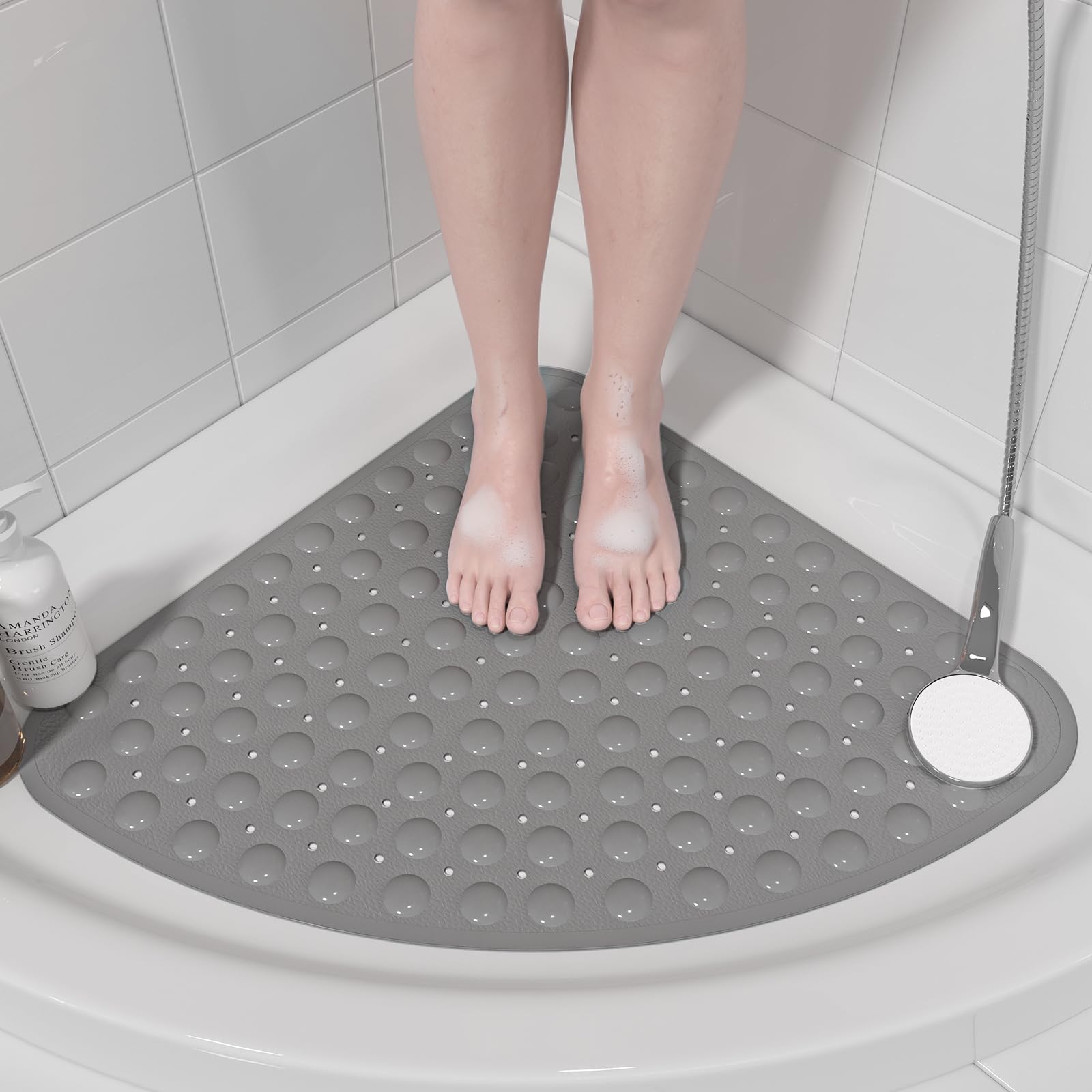 XIYUNTE Corner Shower Mat Non Slip Anti Mould 54x54cm Quadrant Shape