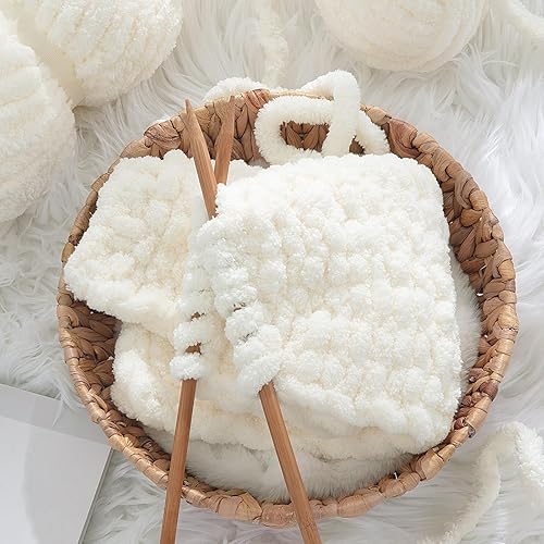 Vista 79 de HOMBYS Hilo de felpilla grueso verde salvia para tejer a mano, esponjoso, suave, jumbo, hilo súper voluminoso para manta gruesa, hilo para tejer