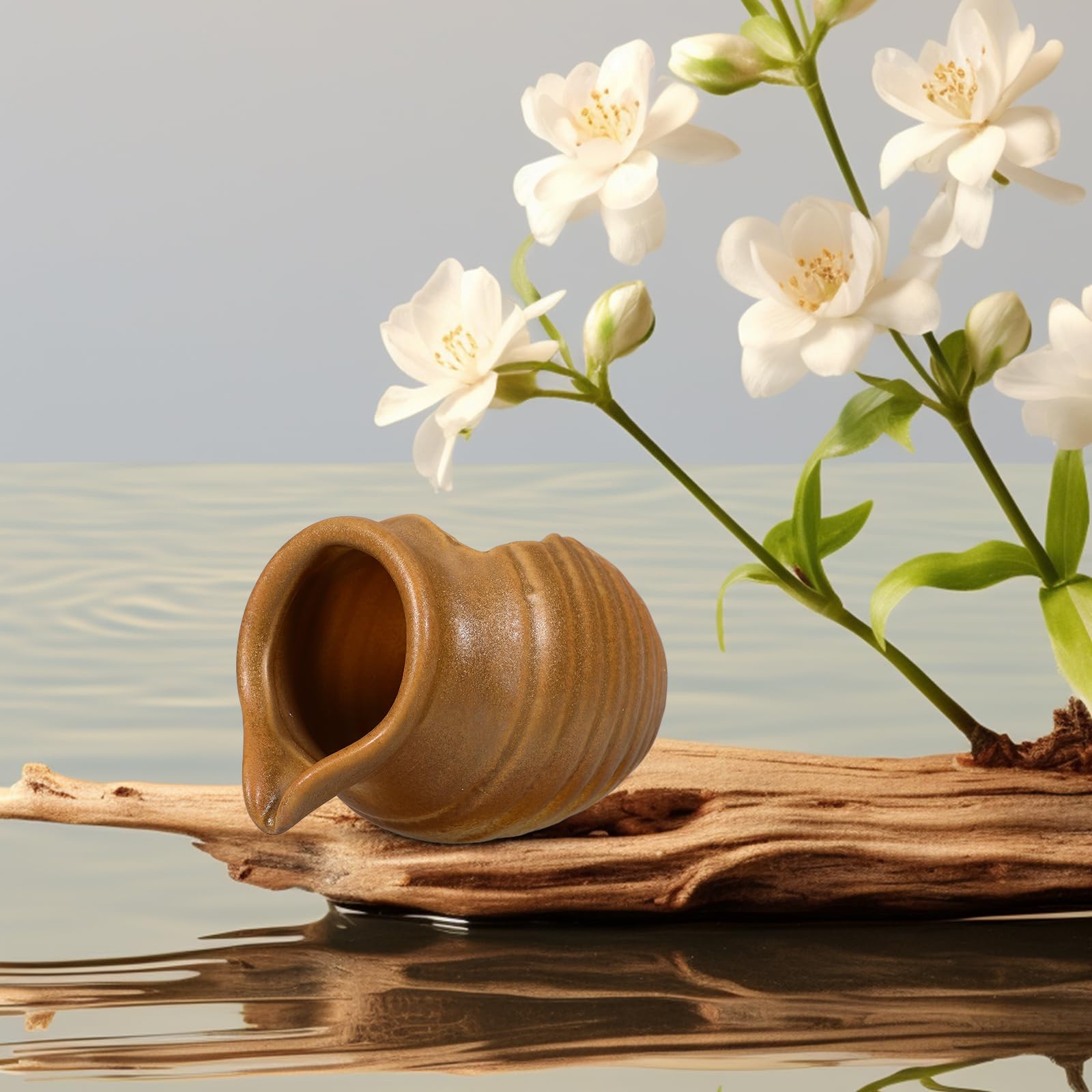 Brocca in Ceramica per Laghetto, Fontana, Giardino, Esterno, Vaso, Grotta, Cascata, Decorazione Esterna, Vaso Idroponico (Marrone Chiaro)