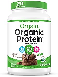 Orgain Organic Plant Based Protein Powder, Creamy Chocolate Fudge - Vegan, Low Net Carbs, Non Dairy, Gluten Free, No ...