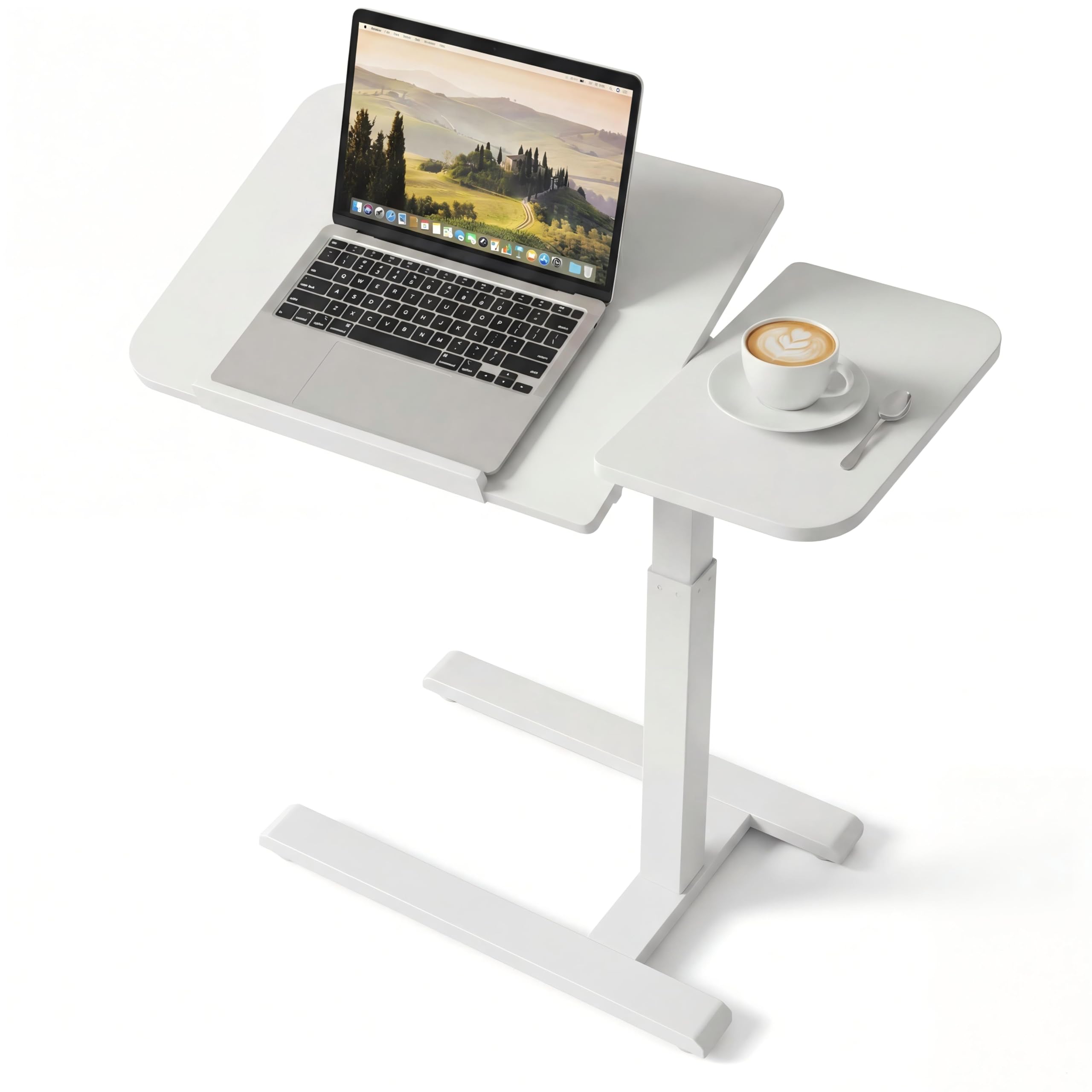 Photo 1 of 28" Overbed Table with Wheels,Dual-Tiltable Hospital Medical Over Bed Table