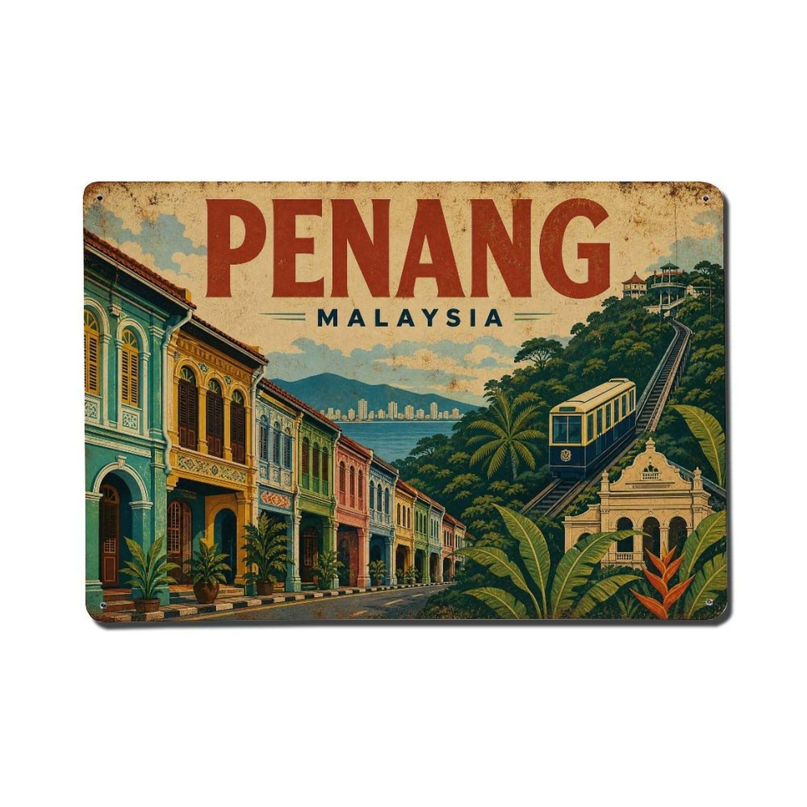 Metal Tin Sign Retro Travel Malaysia Penang