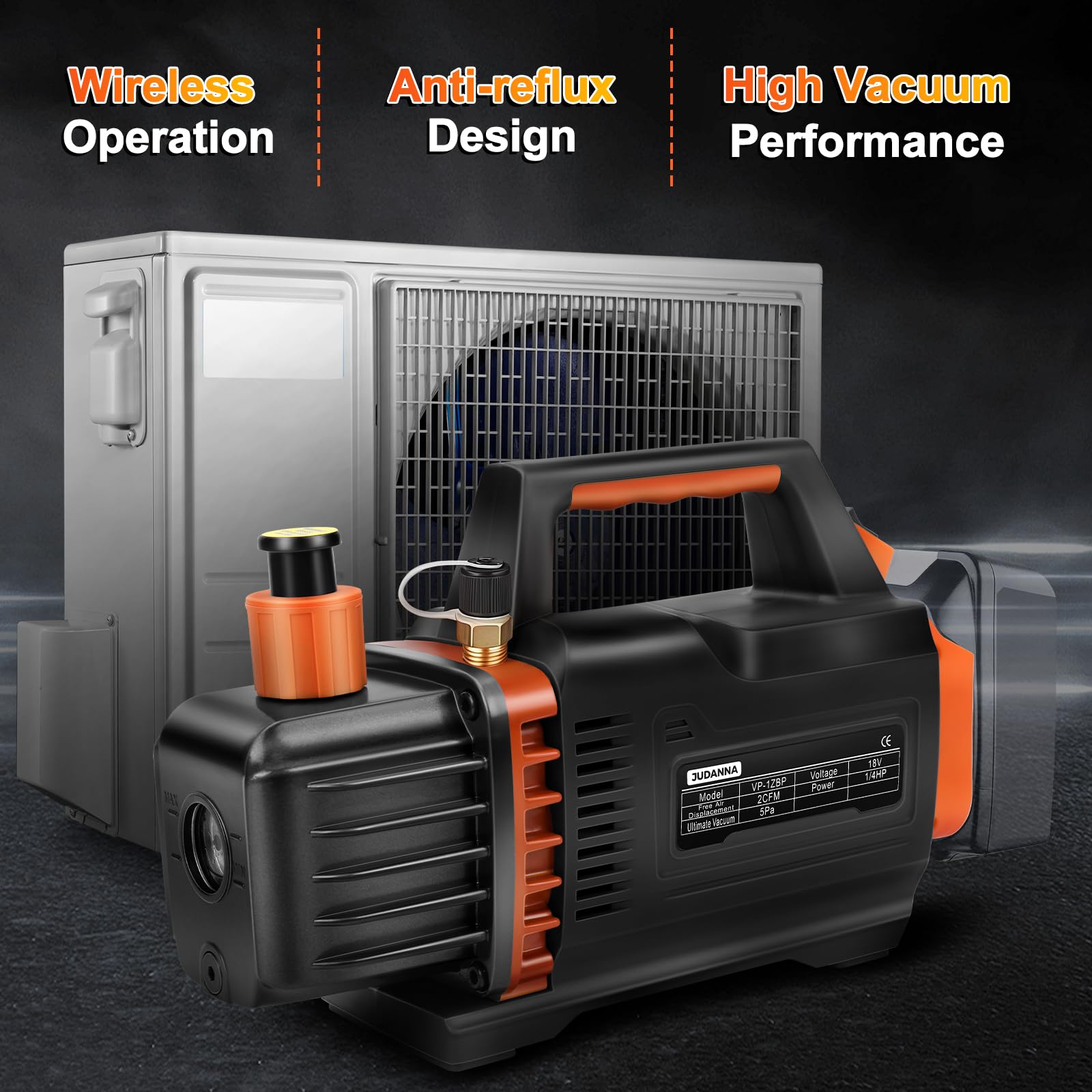 Akku-Vakuumpumpe für Makita 18V Akku, 150W 2CFM 1/4HP Unterdruckpumpe | Vakuumpumpe für Ultimatives Vakuum Kältemittel, Haushaltsklimatisierung, Kfz-Wartung, Vakuumverpackungen (ohne Akkus)