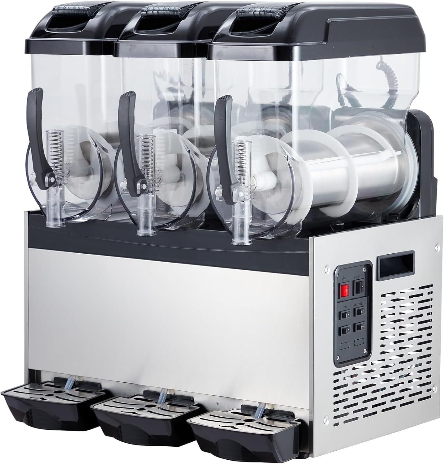 Macchina per Granite Professionale da 12 Litri - Macchina per Bevande Ghiacciate A 3 Serbatoi, 860 W, in Acciaio Inossidabile, per Margarita E Smoothie, Ideale per Bar, Ristoranti E Feste.