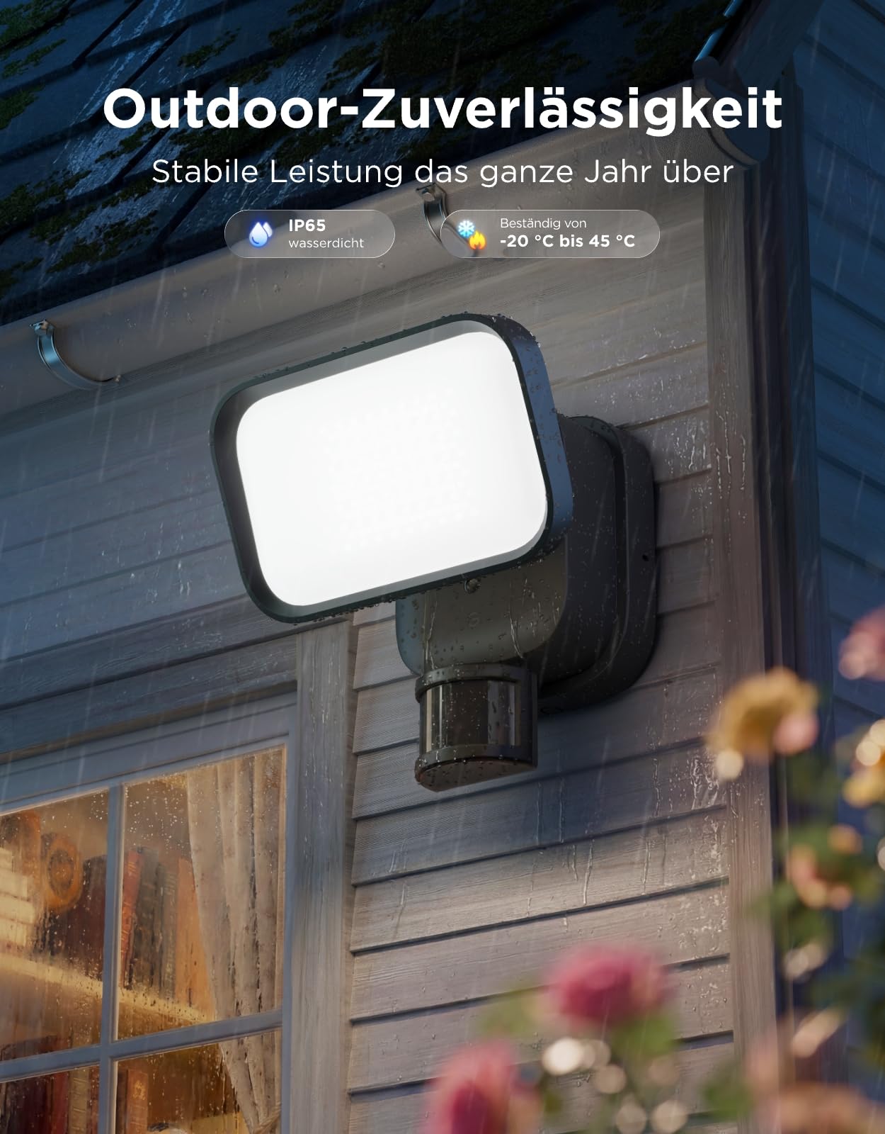 Govee LED Strahler Außen, 3000lm 6500K PIR-Sensor, IP65 Sicherheitsleuchte | RGBWW Secure Flutlicht, PIR 120°/15m Bewegungsmelder, Luminblend+ 10000K, 80+ Szenen, Alexa, Google, Matter, Garten & Balkon