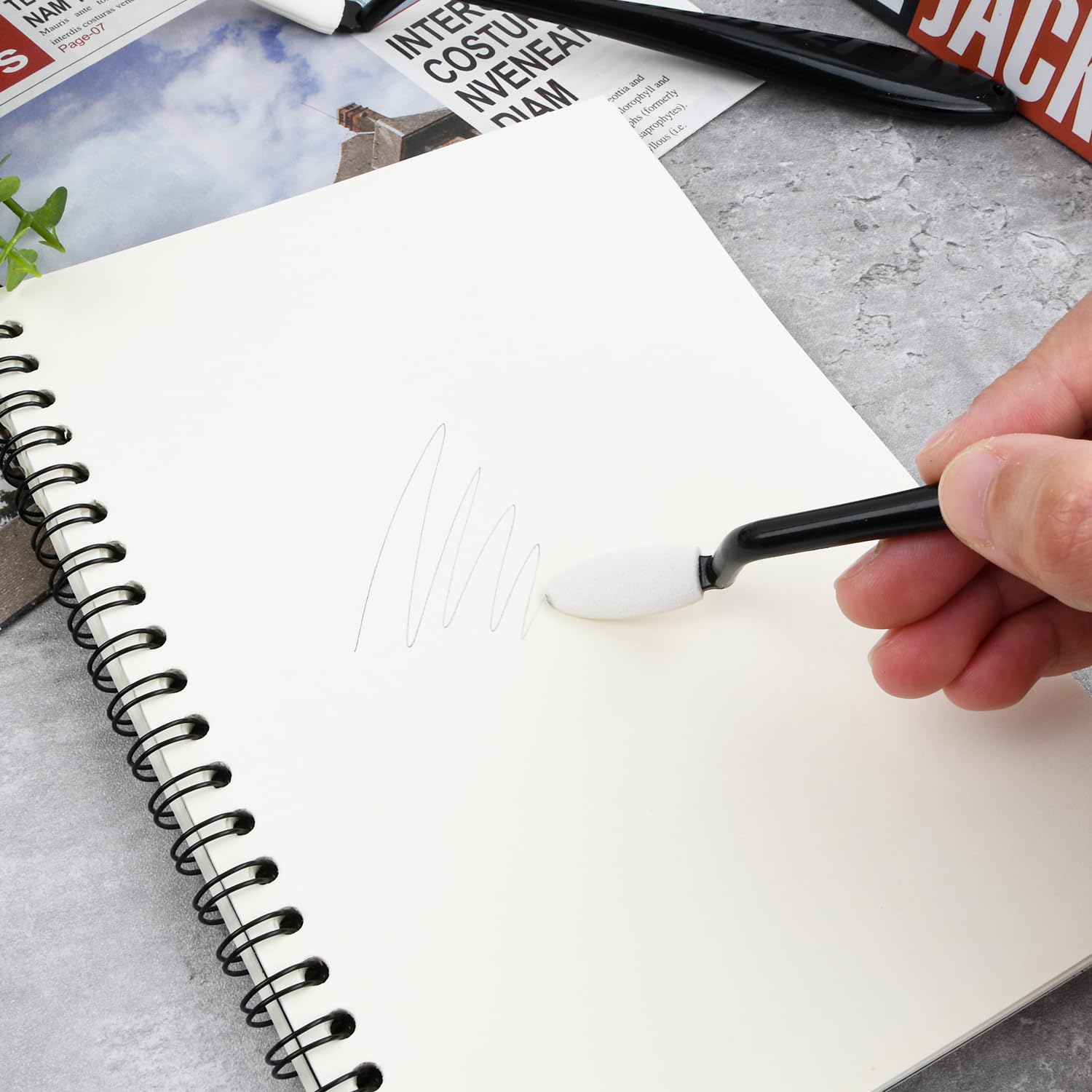 Kit Sfumino Per Disegno - 4 Penne Con 40 Testine Per Schizzi Artistici - Foto 6