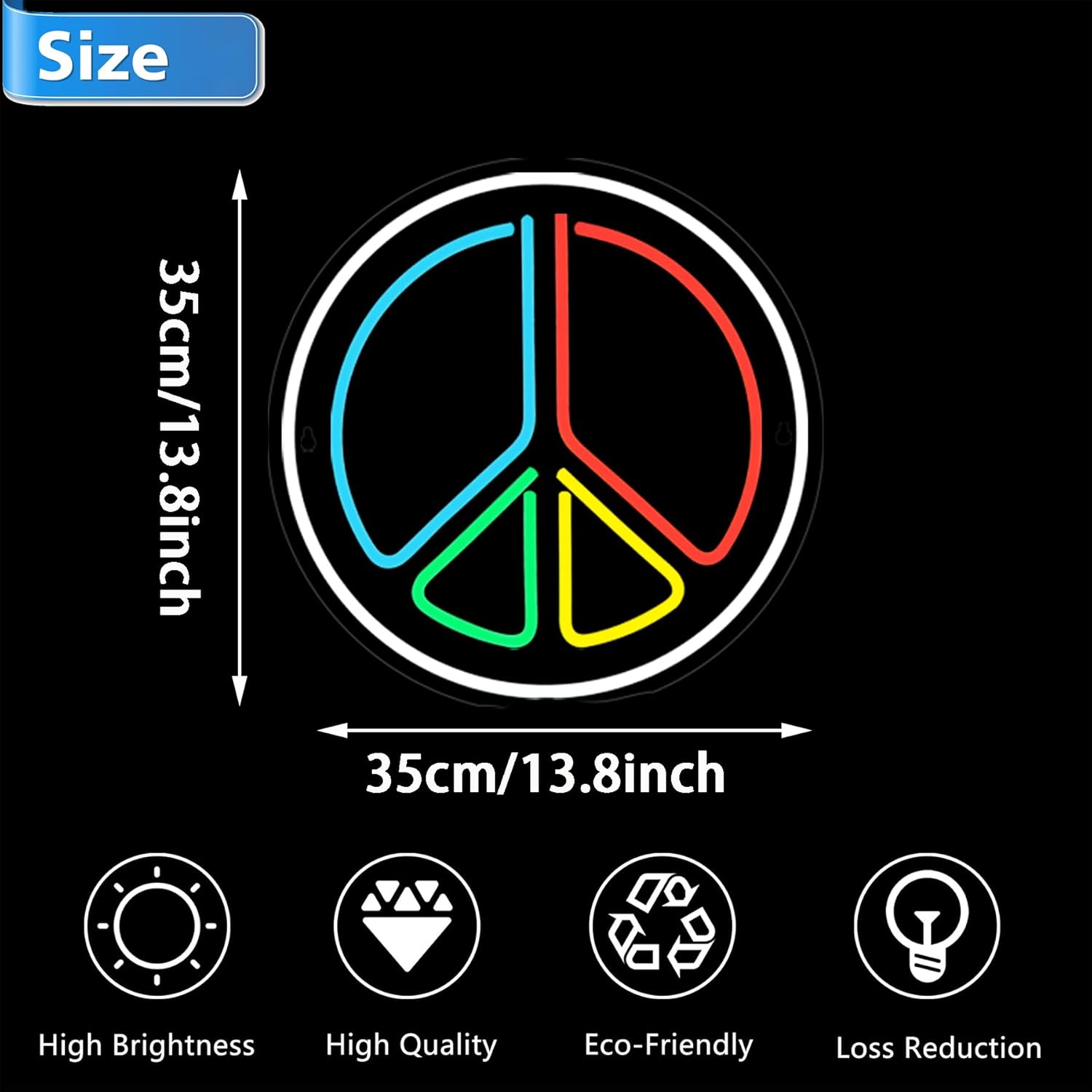 LED Peace Neon Sign for Wall Decor, Neons Light Sign Neon Room Decor,USB Night Lights for Bedrooms, Game Rooms,Parties,Holiday Gifts(13.8 * 13.8 inch)