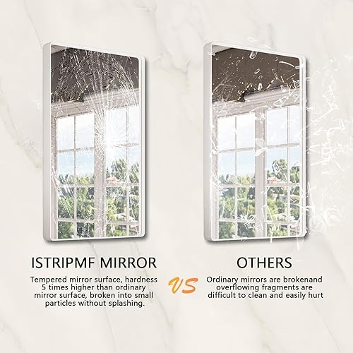 Miniatura 5 de Espejo blanco para baño de 40 x 32 pulgadas, espejo de tocador con marco de metal blanco blanco para pared, espejo rectangular de esquina