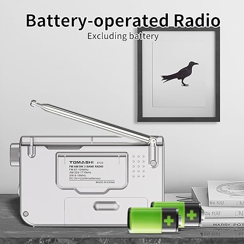 Miniatura 4 de Radio portátil - Radio transistor con antena telescópica, perilla de sintonización grande, funciona con pilas, conector para auriculares de 0.138