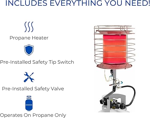 Miniatura 4 de Avenger FBDTP360 - Calentador de exterior para uso con tanques de gas propano para camping, patios y más, quemador de 360 grados, 42,000 BTU,