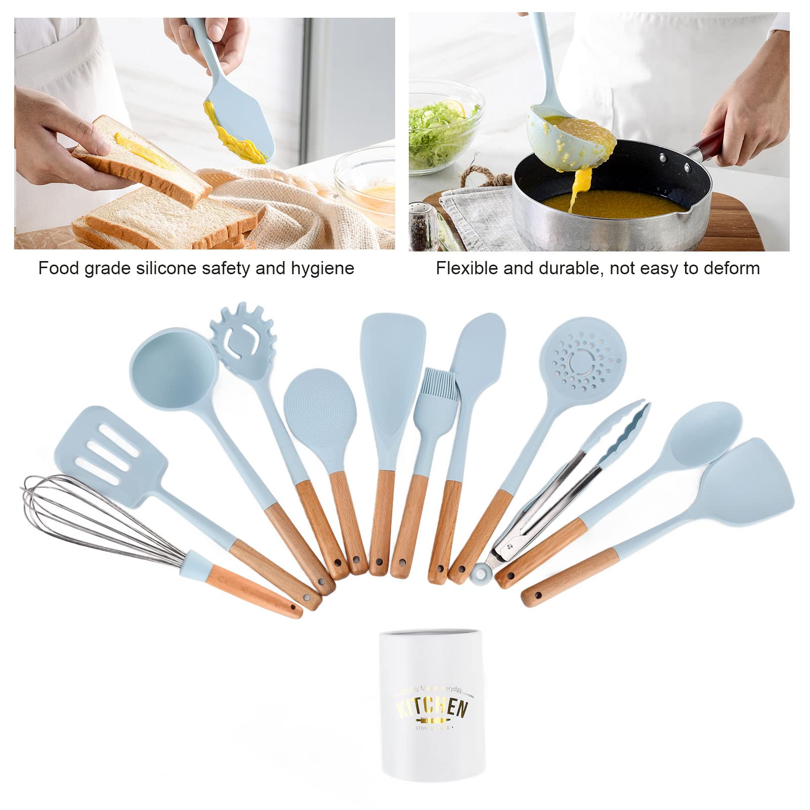 12-teiliges Set Silikon-Küchenutensilien-Set, hitzebeständig, antihaftbeschichtet, BPA-frei, Backutensilien, hitzebeständiger Spatel, Küchenhelfer