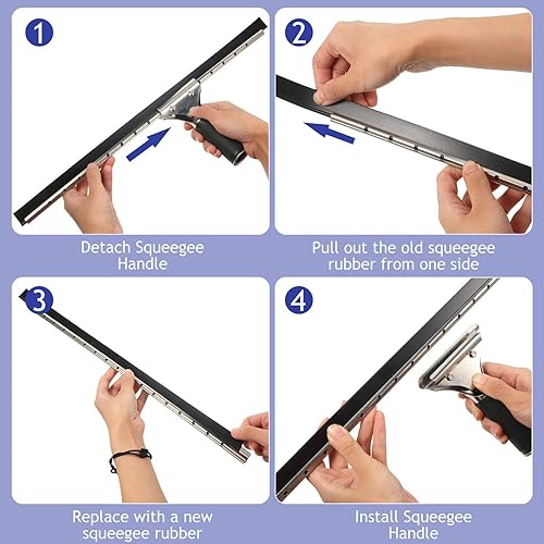 Miniatura 2 de 4 piezas de goma de repuesto para escobilla de goma de 18 pulgadas de repuesto de goma de repuesto para ventanas, vidrio, puertas de ducha