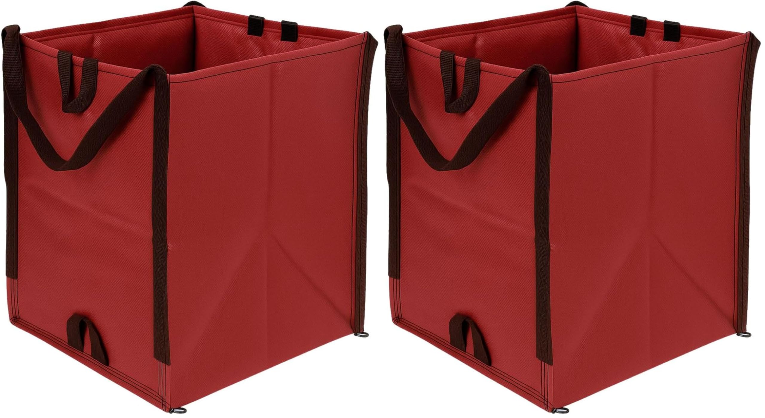 DURASACK Heavy Duty Home and Yard Waste Bag 48-Gallon Woven Polypropylene, Reusable Lawn and Leaf Garden Bag with Reinforced Carry Handles, Pop-Up Self-Standing Garbage Can, Red (Pack of 2)