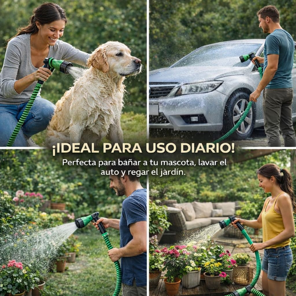 Manguera Extensible Jardín 10m con Pistola 7 Modos – Antienredos, Ligera y Compacta – Conectores Anti-Fugas – Ideal para Terraza, Balcón, Patio y Lavado de Coche — view 8