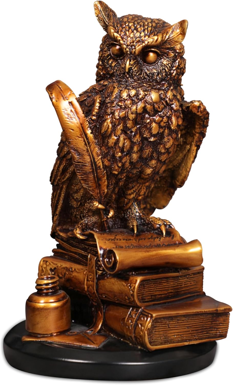 Artarium Horned Owl Figurine Statue (8.6 Inch), Owl of Wisdom Decorative Sculpture for Home Office Desk Decor, Tabletop Collectible & Gift - Antique