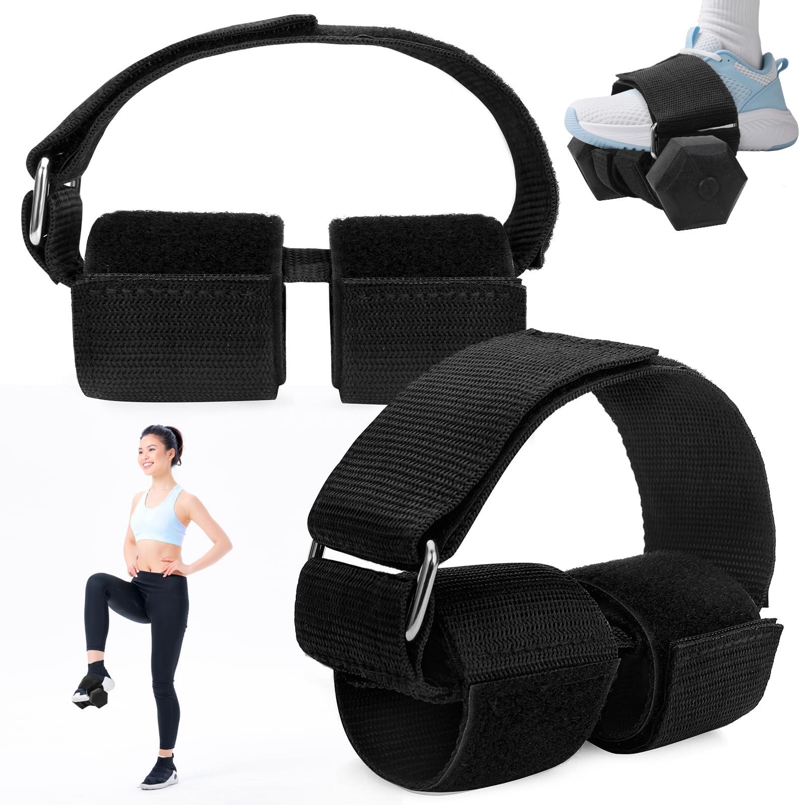 2Pcs Dumbbell Foot Attachment,Foot Weight Strap For Exercise,Adjustable Ankle Straps Leg Lifting Weight Holder For Gym Workouts Strength Training