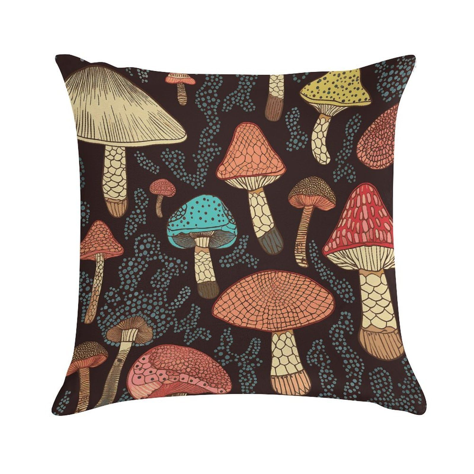 Khauerbc Mushroom Soft Cozy Throw Pillow Covers Decorative Cushion Covers Plush Boho Farmhouse Pillow Case With Zipper Throw Pillowcase For Bed Sofa Living Room Bedroom