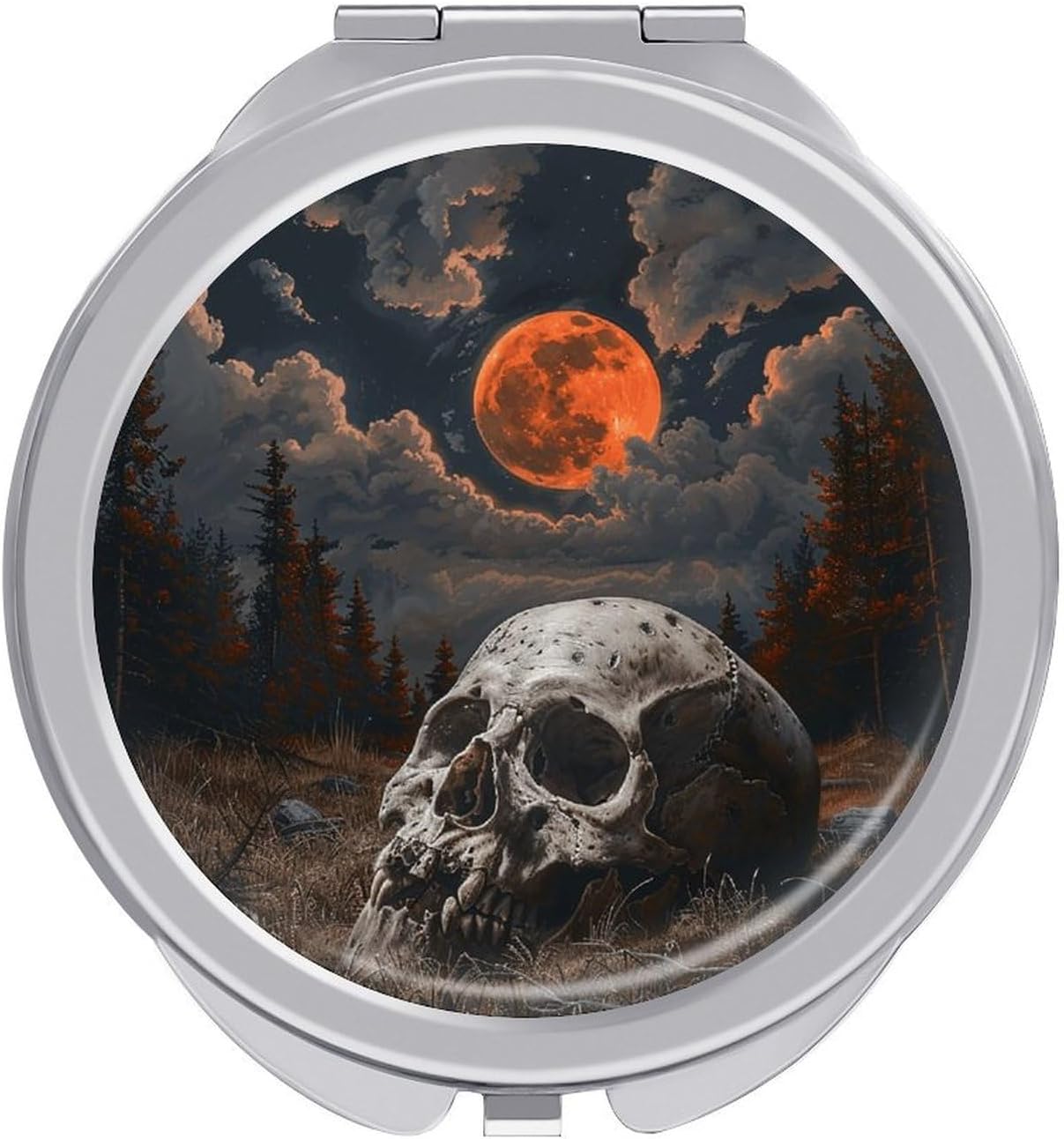 Night and Skull Travel Makeup Mirror Compact for Purse Pocket