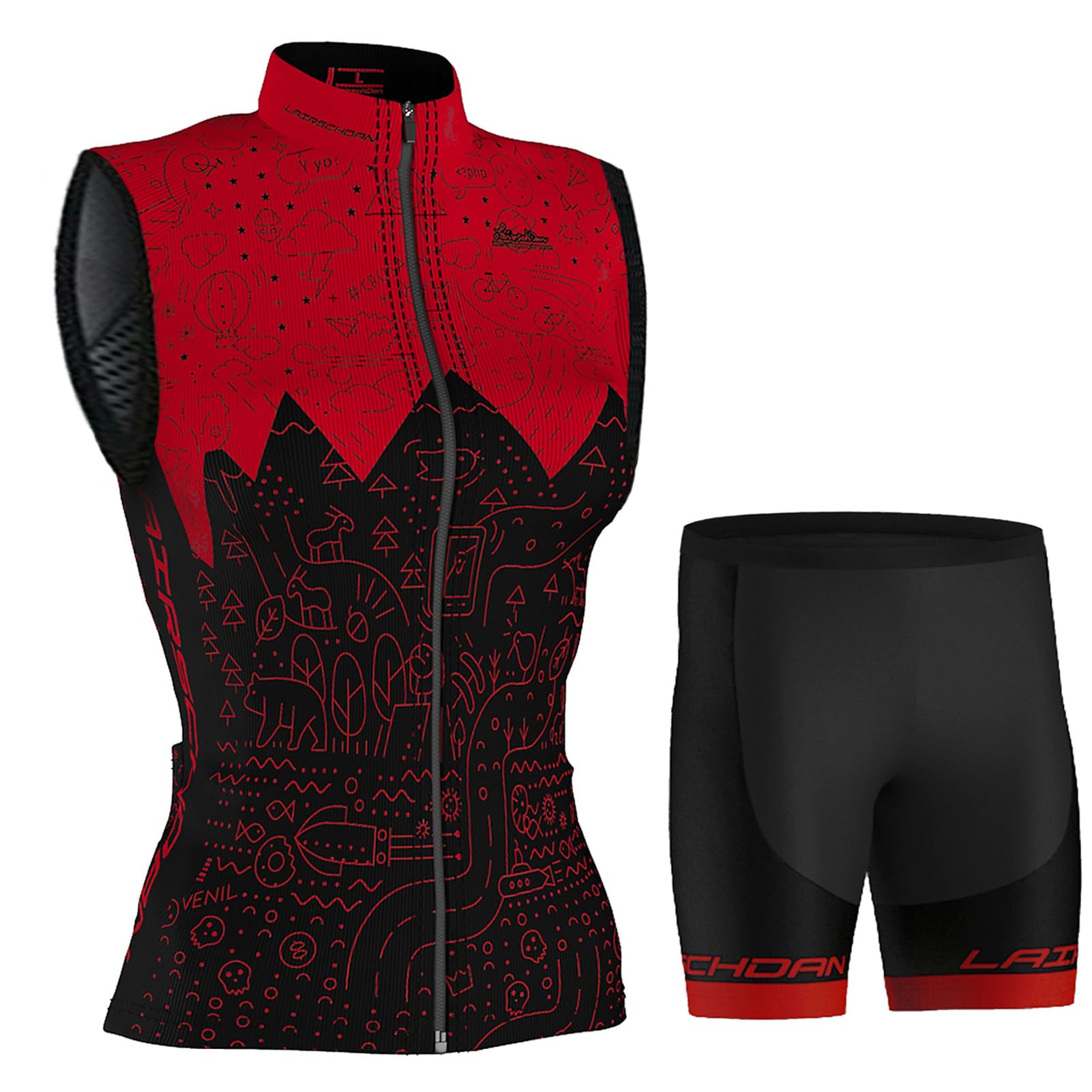 Abbigliamento Ciclismo Donna Completo Bici MTB Estivo,Tuta Ciclista Maglietta Ciclo Senza Maniche Gilet e Pantaloncini Shorts Bike con 9D Gel Imbottiti,Maglia Bicicletta Sleeveless Asciugatura Rapida