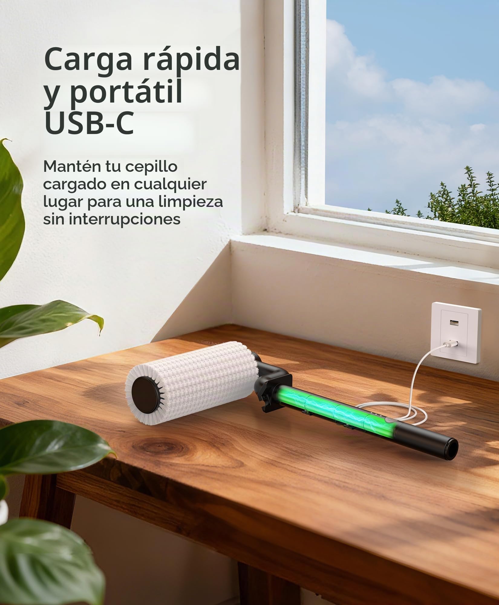 LyriFine Kit de limpieza de panel solar eléctrico, poste de limpieza de ventanas extensible alimentado por agua de 6 metros con poste telescópico de 5 etapas, cepillo de limpieza de ventanas de 2