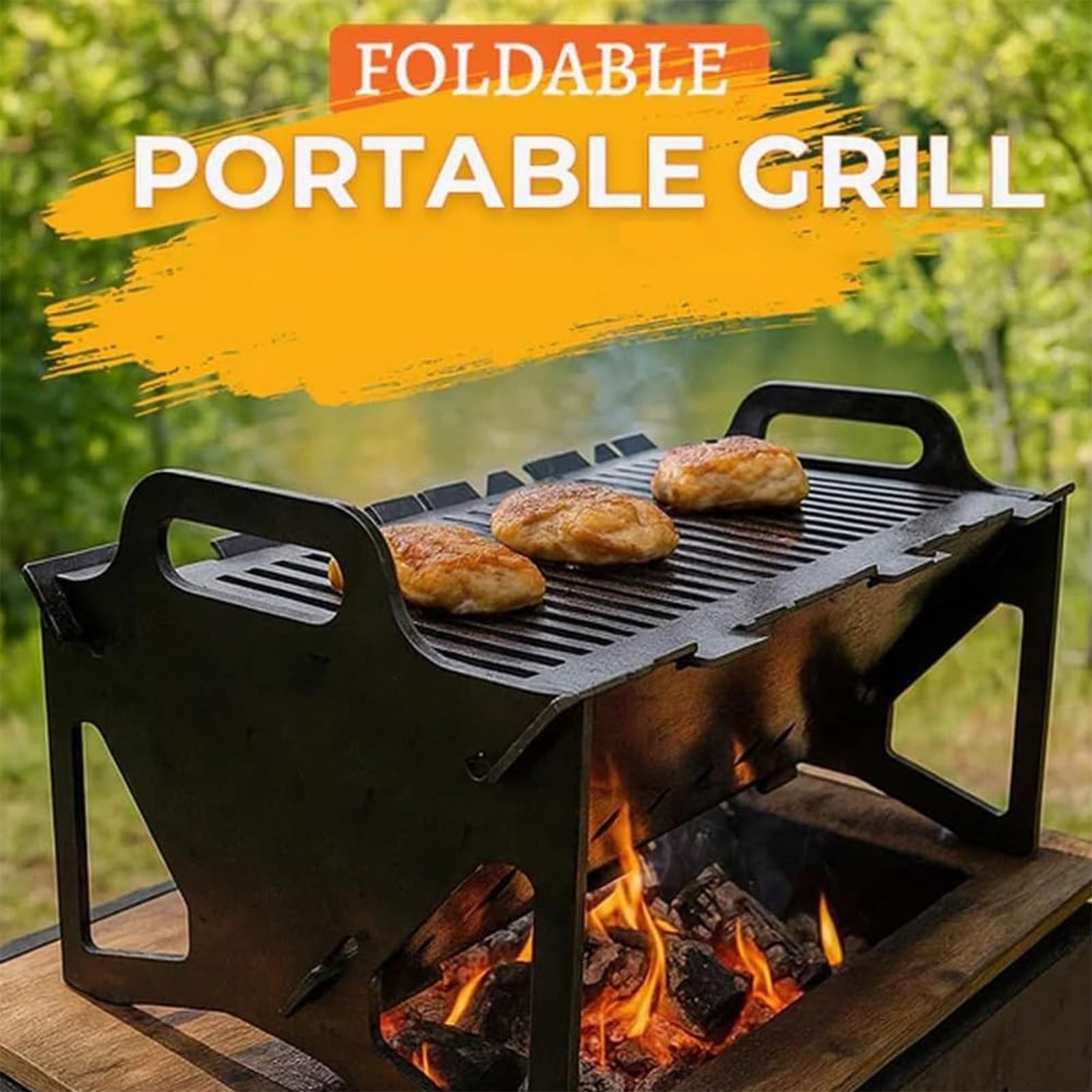 Barbecue pieghevole – Griglia portatile in metallo a carbone per campeggio