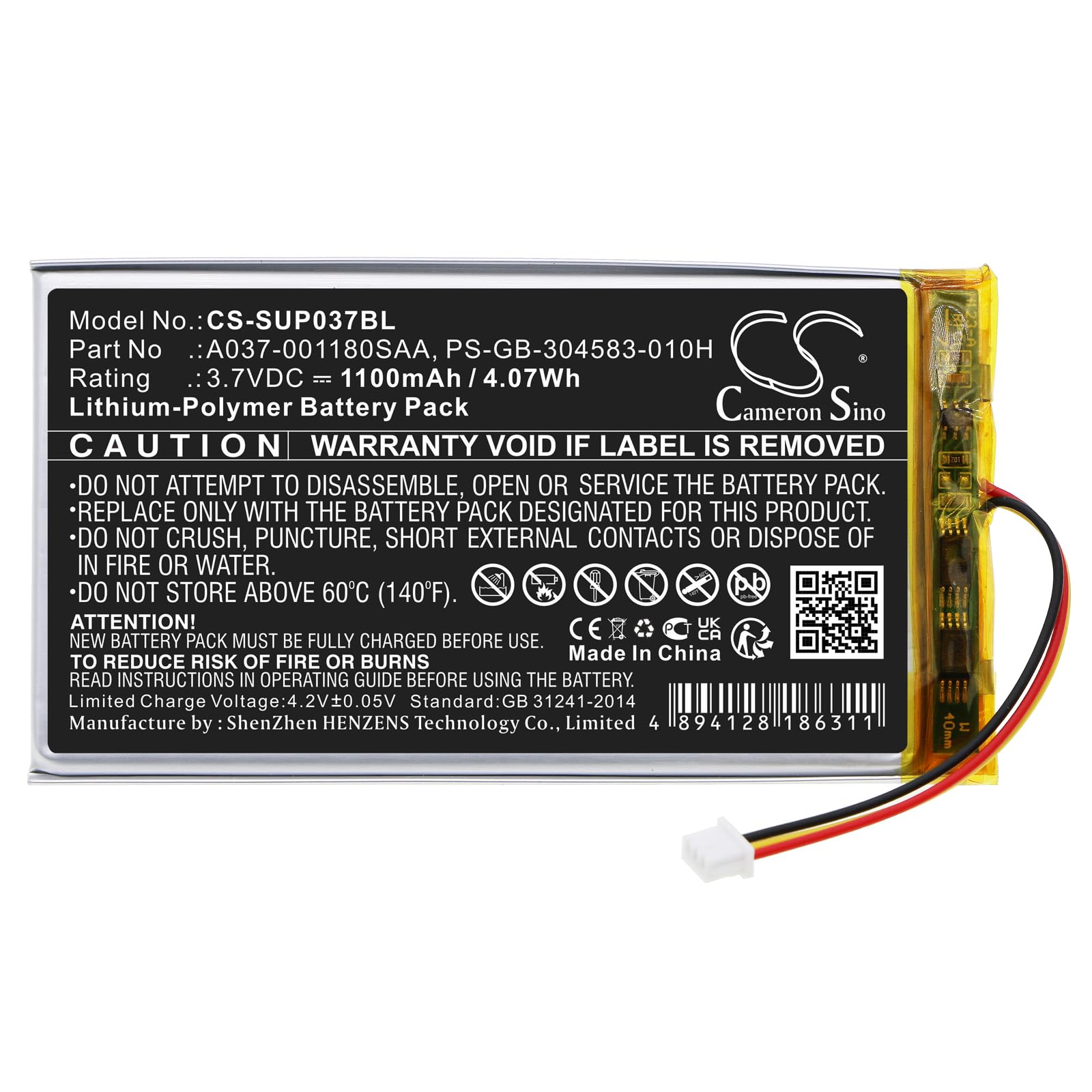 TECHTEK Batteries Compatible avec [SumUp] 3G, 3G+, SumUp 3G remplace A037-001180SAA, pour PS-GB-304583-010H FBA