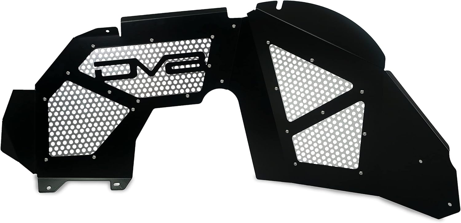 DV8 Offroad Inner Fender Liner Set fits 2018-2023 Jeep Wrangler JL & 2020-2023 Gladiator JT | Front Wheel Wells | Vented for Airflow | Aluminum Construction | Black Finish