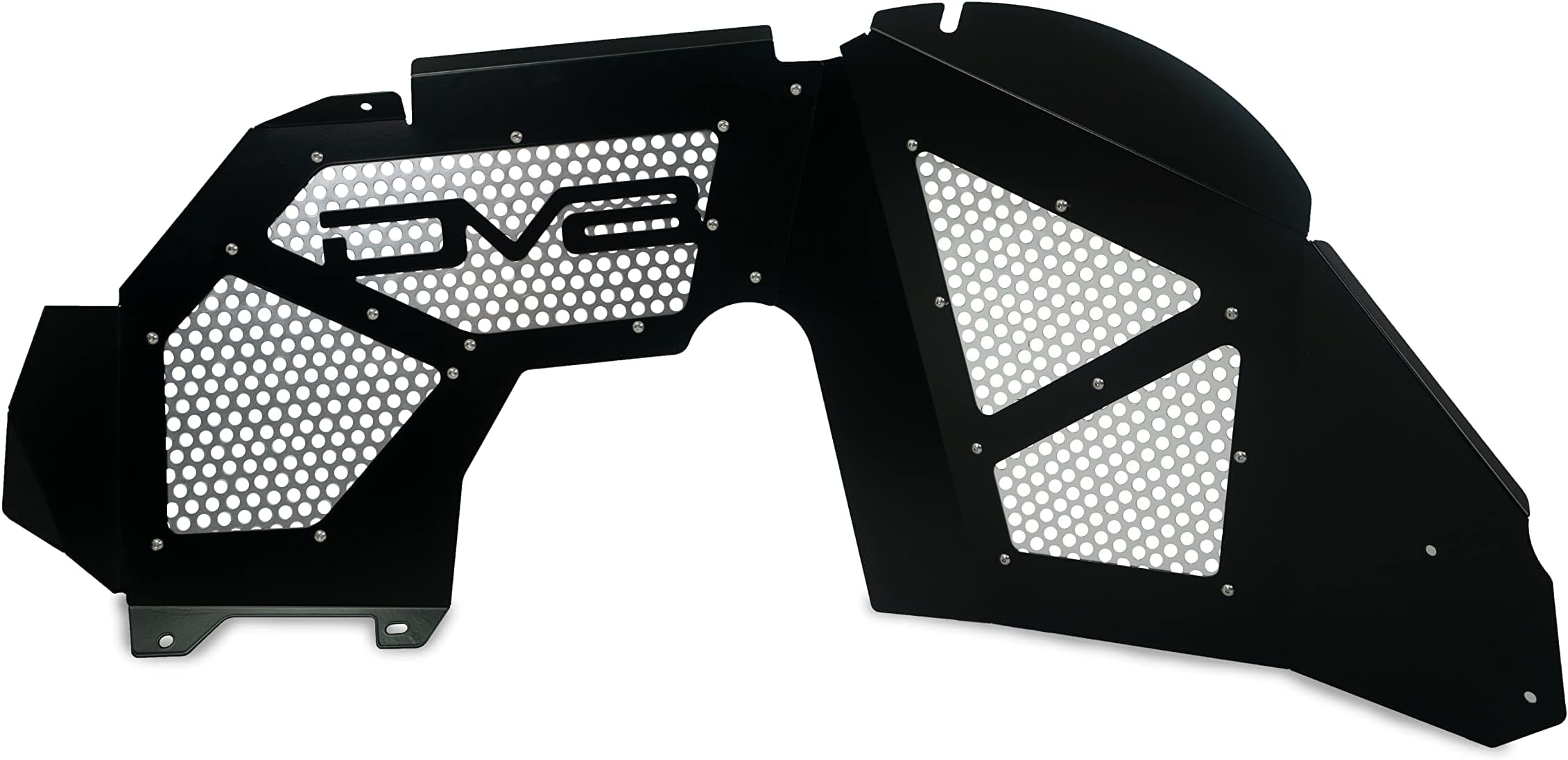 DV8 Offroad Inner Fender Liner Set fits 2018-2023 Jeep Wrangler JL & 2020-2023 Gladiator JT | Front Wheel Wells | Vented for Airflow | Aluminum Construction | Black Finish