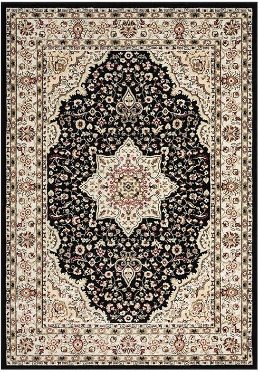 Cozy Haven Heritage Collection Rug – Large Washable Non-slip Carpet for Living Room, Bedroom, Lounge Dining, Kitchen Thick Soft Indoor Floor Rugs (Black, 160x230 cm)