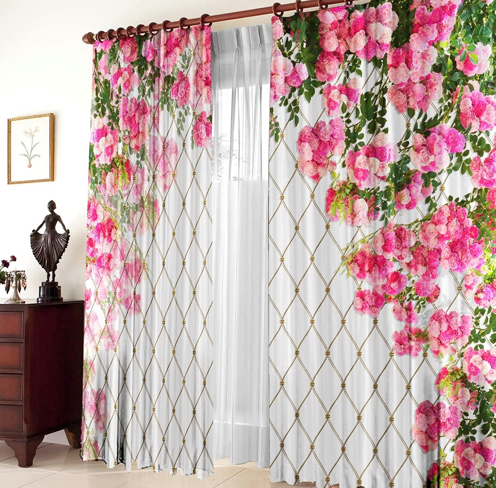 DD8 3D Pink Flowers Digital Printed Polyester Fabric Curtains for Bed Room Kids Room Living Room Color White Window/Door/Long Door (D.N.188) (4 x 7 Feet (Size: 48 x 84 Inch) Door, 3) (B09FLBV4T5) Amazon Price History, Amazon Price Tracker
