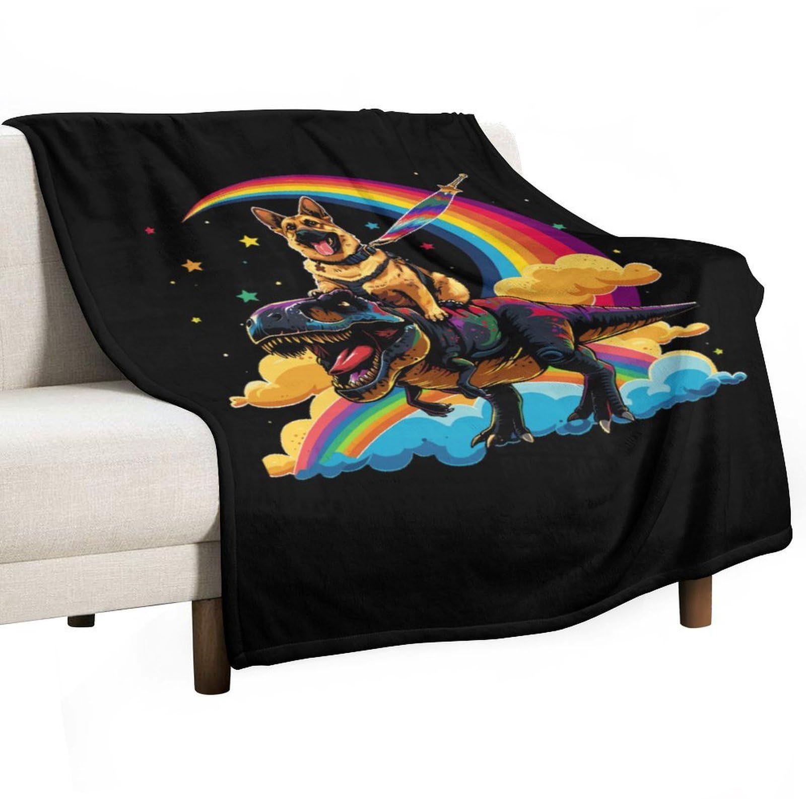 Cgsbngha Style German Shepherd Riding Flannel Fleece Blanket Lightweight Soft Throw Blankets For Sofa Couch Bed Chair