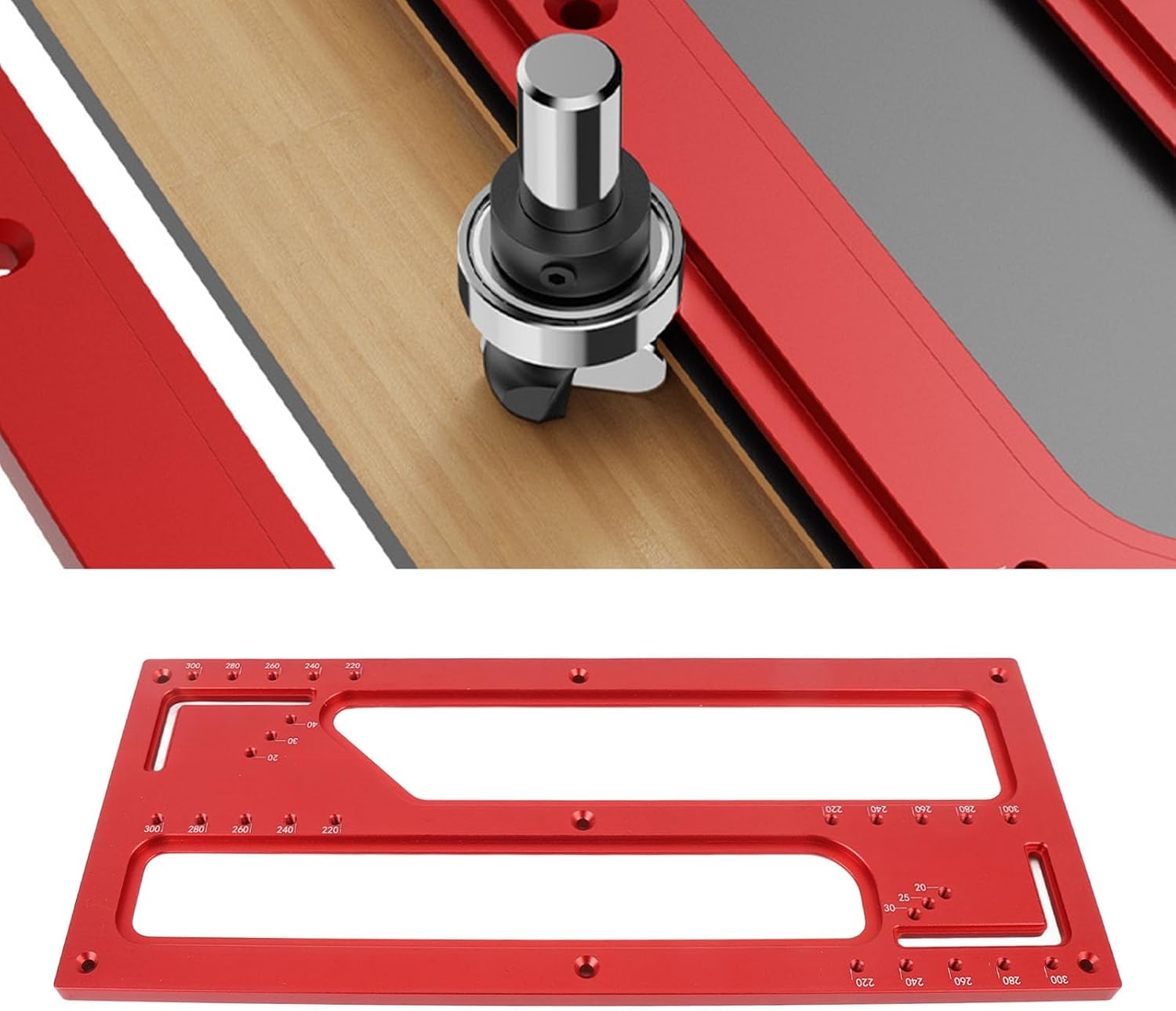 Cutting Template Aluminum Alloy, Semi Circular Router Bit, Stable Clamp for Non Handle Cabinet Door Slotting, Versatile Design, Sturdy Construction