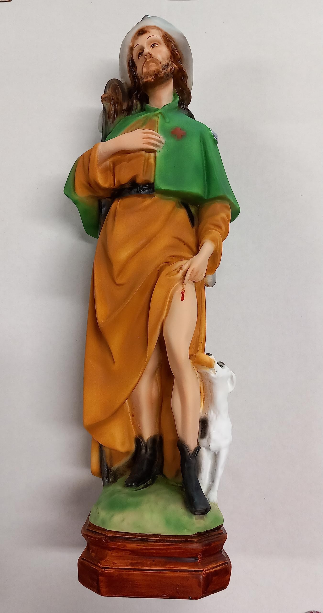 Generico ArteSacraCaravaggio Statua di San Rocco di Montpellier, cm 45 (17,71 inches) in resina decorata a mano di produzione artigianale italiana