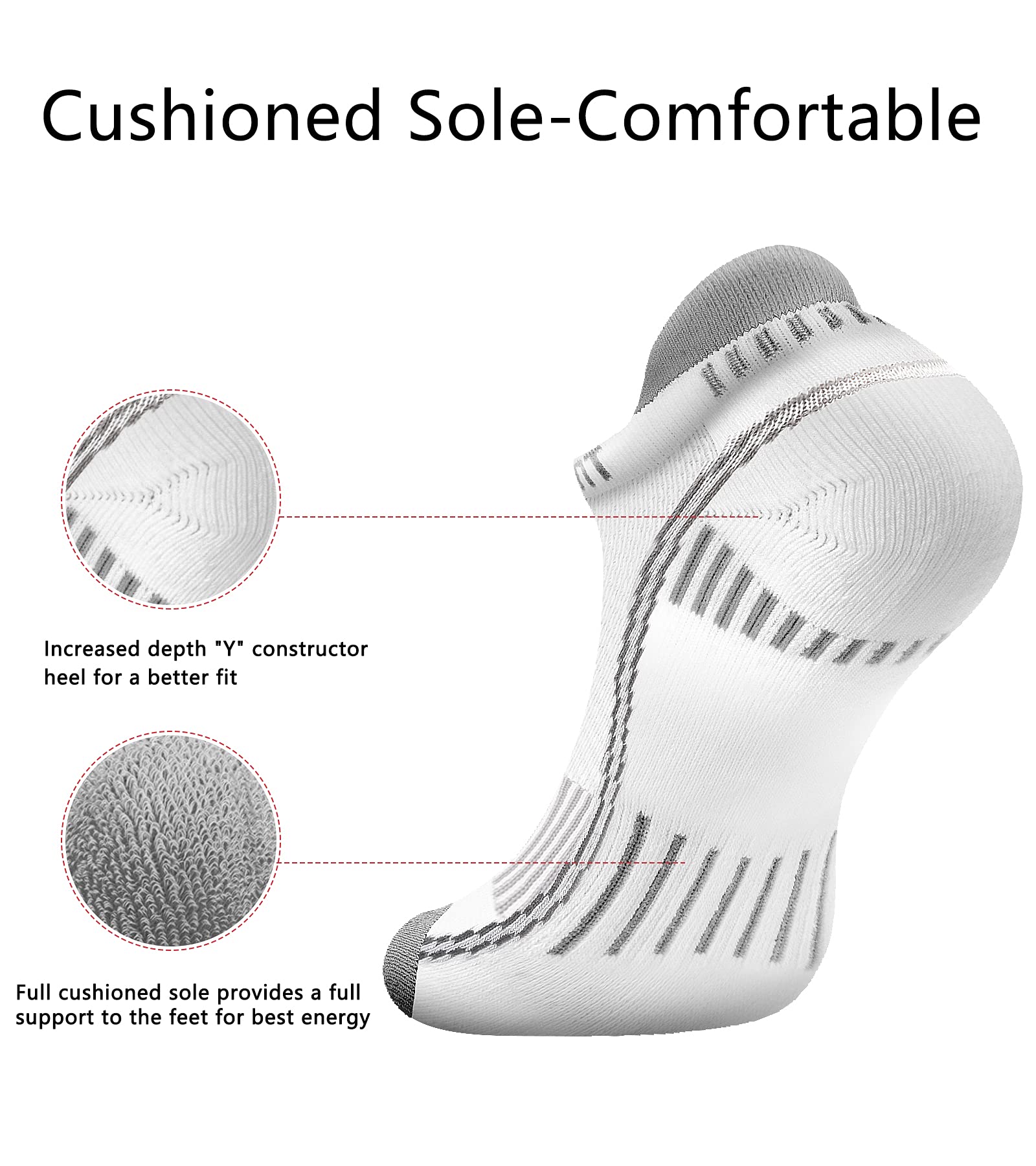 KEMISANT Calzini Uomo Corti 6 paia, Calze Uomo Corte Sportive Traspirante Calze Alla Caviglia,Assorbimento Dell'umidità