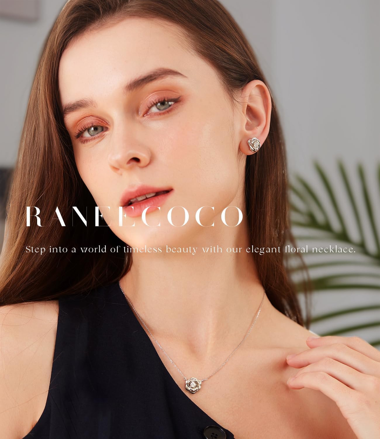 Raneecoco Rose Flower Necklace Gold Plated Sterling Silver Pendant Jewelry for Women, Hypoallergenic & Nickel Free - Image 8