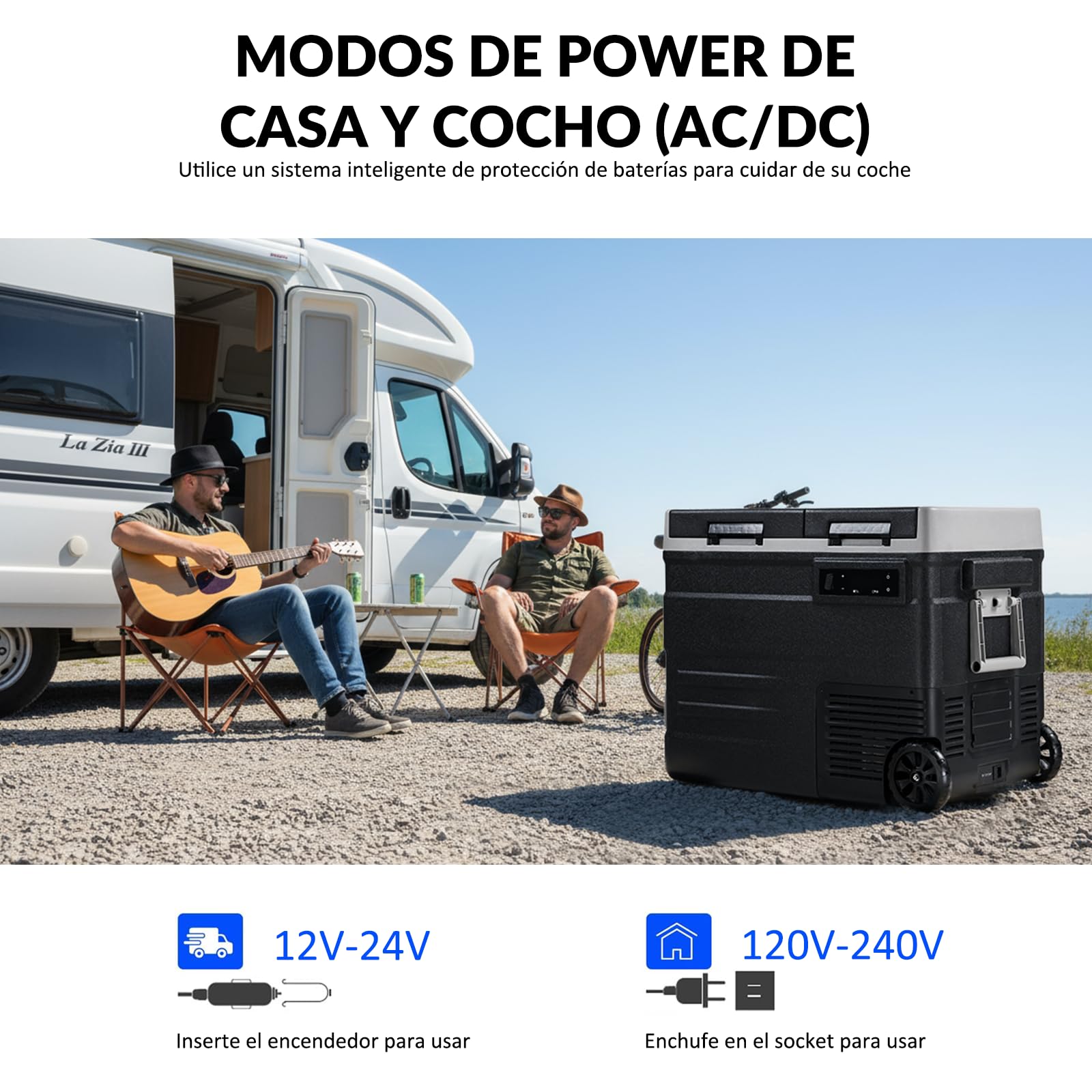 UD55 49L Doble Zona Nevera Portátil Eléctrica Refrigerador de Coche 12V 24V frigorífico CA 220v para Hogar, Con Ruedas,Nevera Camper, Viajes, Automóvil, 20ºC a 20ºC