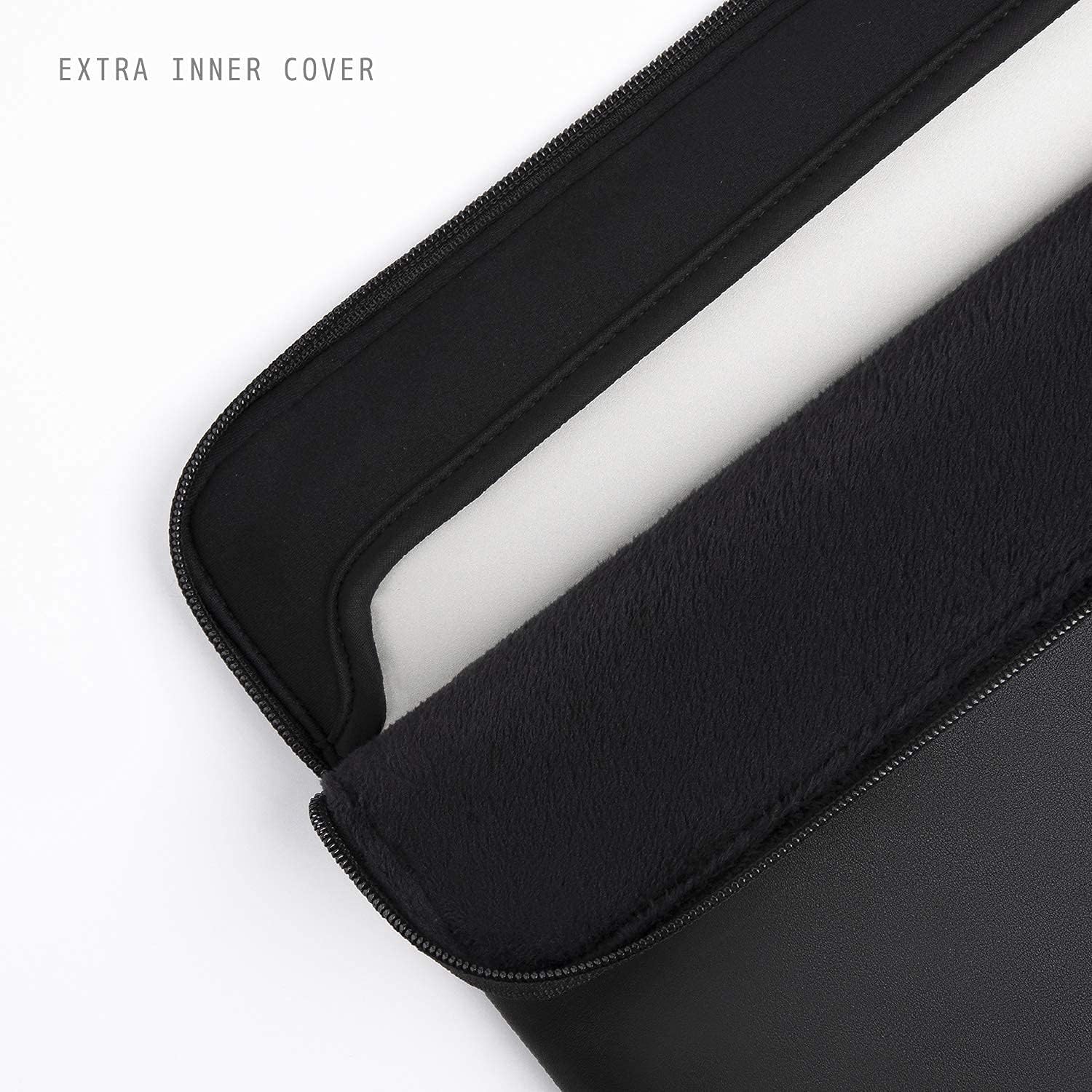 Comfyable Leather Laptop Sleeve Compatible with 16 Inch MacBook Pro M4 2024 & 15 Inch MacBook Air M4 M3 M2 2025, Black - Image 3