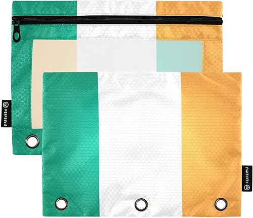 Patriot - Carpeta para archivar con la bandera de Irlanda, resistente bolsa para lápices para carpeta de 3 anillas, ventana transparente, oficina,