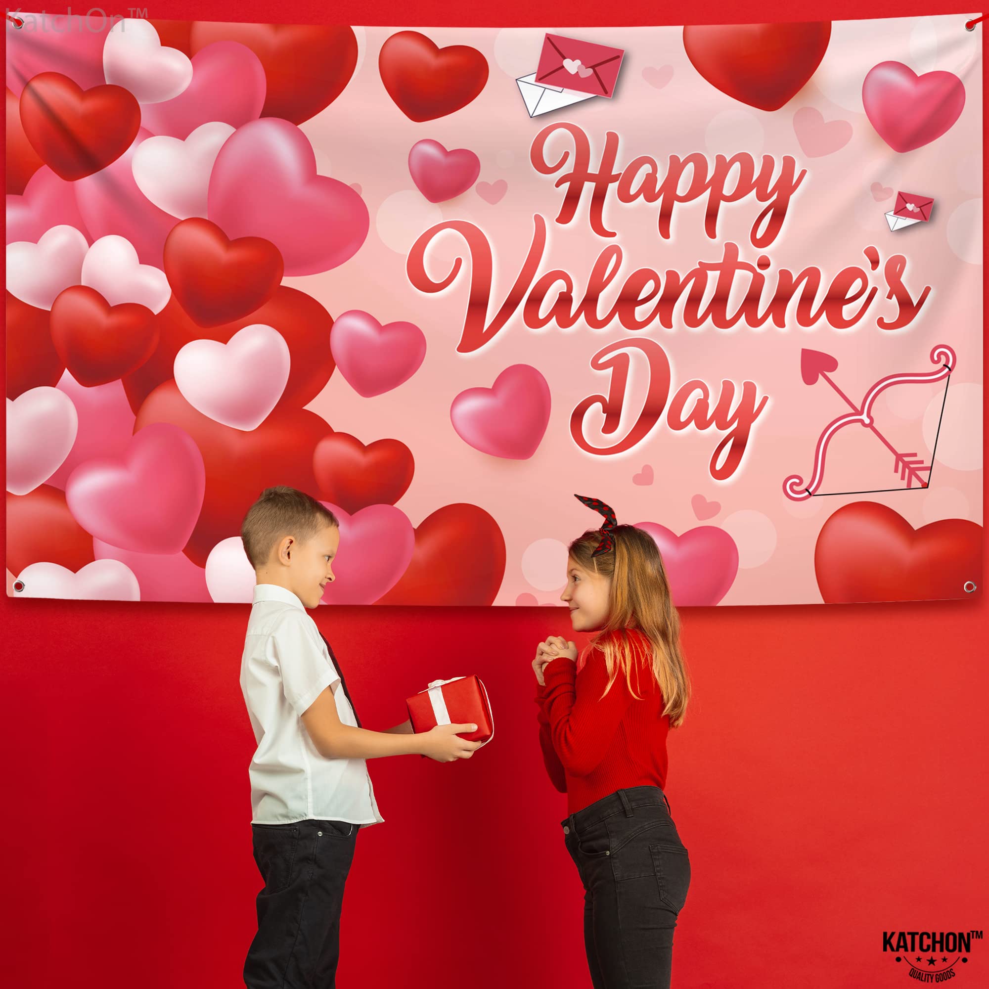 Valentinstag-Banner 'Amor & Rose' – 180x100 Cm, Rotes Herz-Design Für Party-Deko