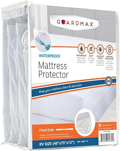 Guardmax Protector de colchón de jersey tejido para RV - Protector de colchón impermeable y a prueba de ácaros con bolsillos elásticos - Sábanas