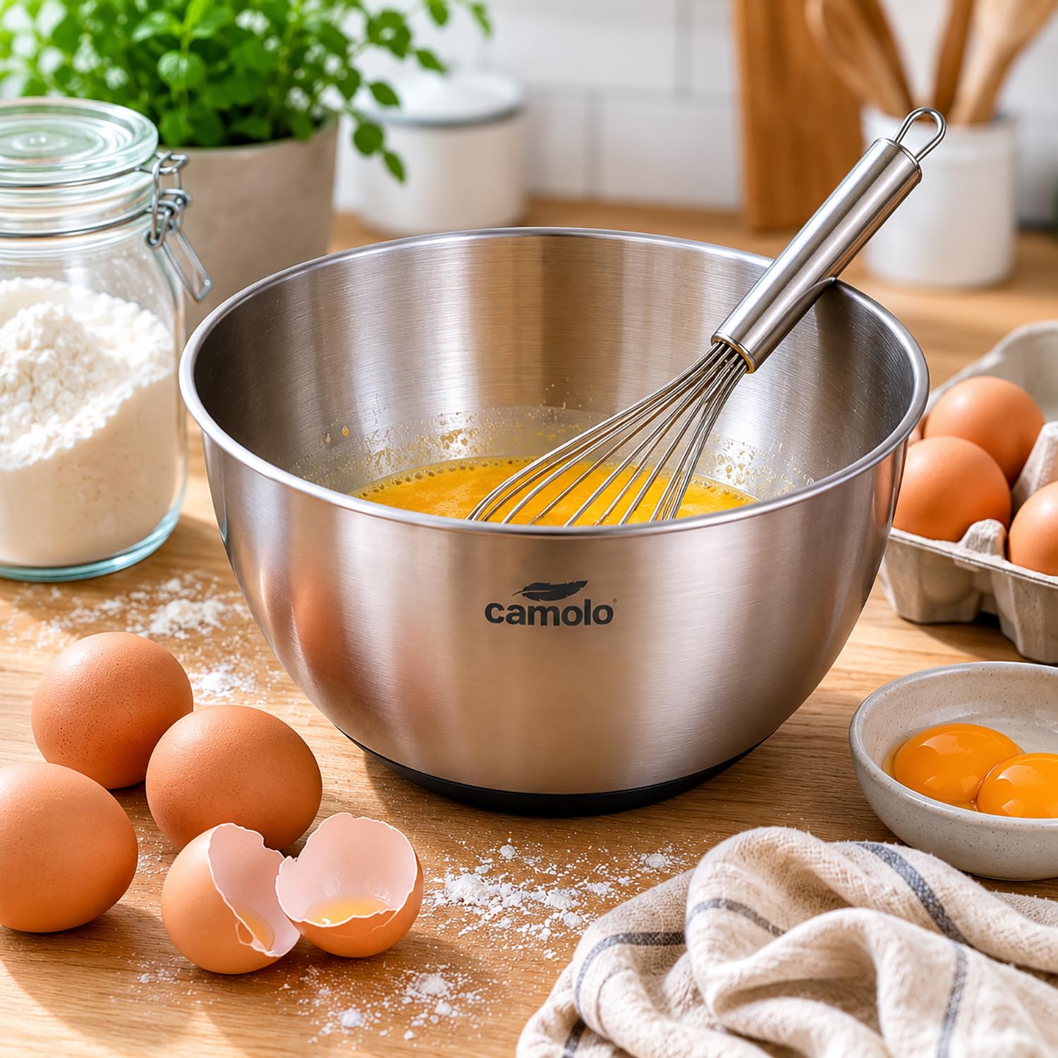camolo Profi Edelstahl Schüssel Set mit Deckel zum Backen, Servieren, Kochen oder Aufbewahren - luftdicht verschließbar
