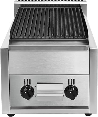 Parrilla de gas comercial de 21 pulgadas, resistente 2 quemadores para encimera, parrilla de asador de char, temperatura ajustable, equipo de