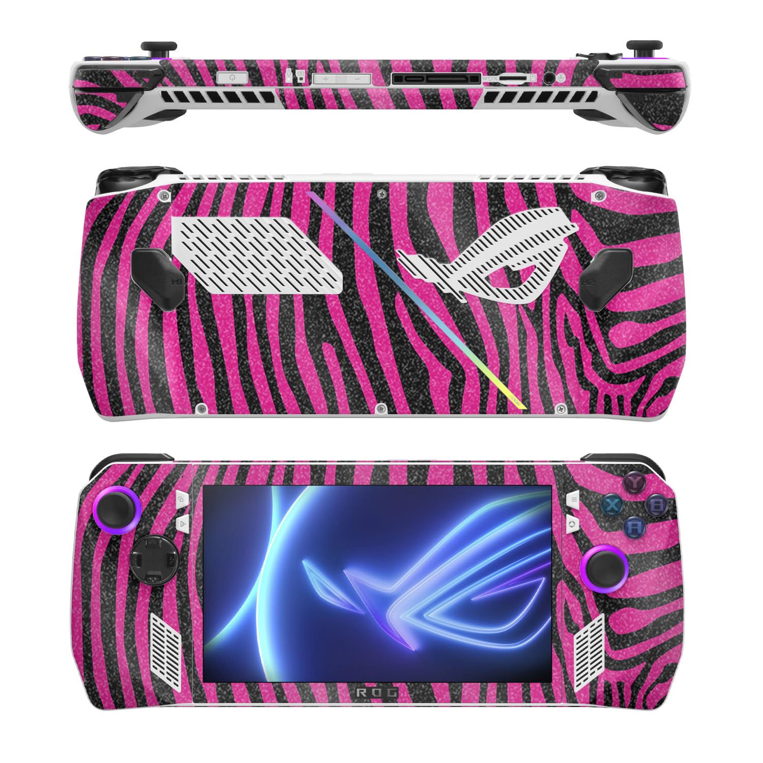 MightySkins Glossy Glitter Skin Compatible with Asus ROG Ally - Pink Zebra | Protective, Durable High-Gloss Glitter Finish | Easy to Apply, Remove, and Change Style